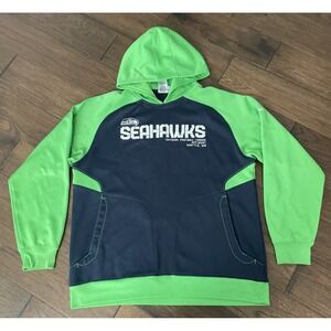 Vintage  Reebok Seattle Seahawks NFL Green Sz L Hoodie Pullover action‎ Green